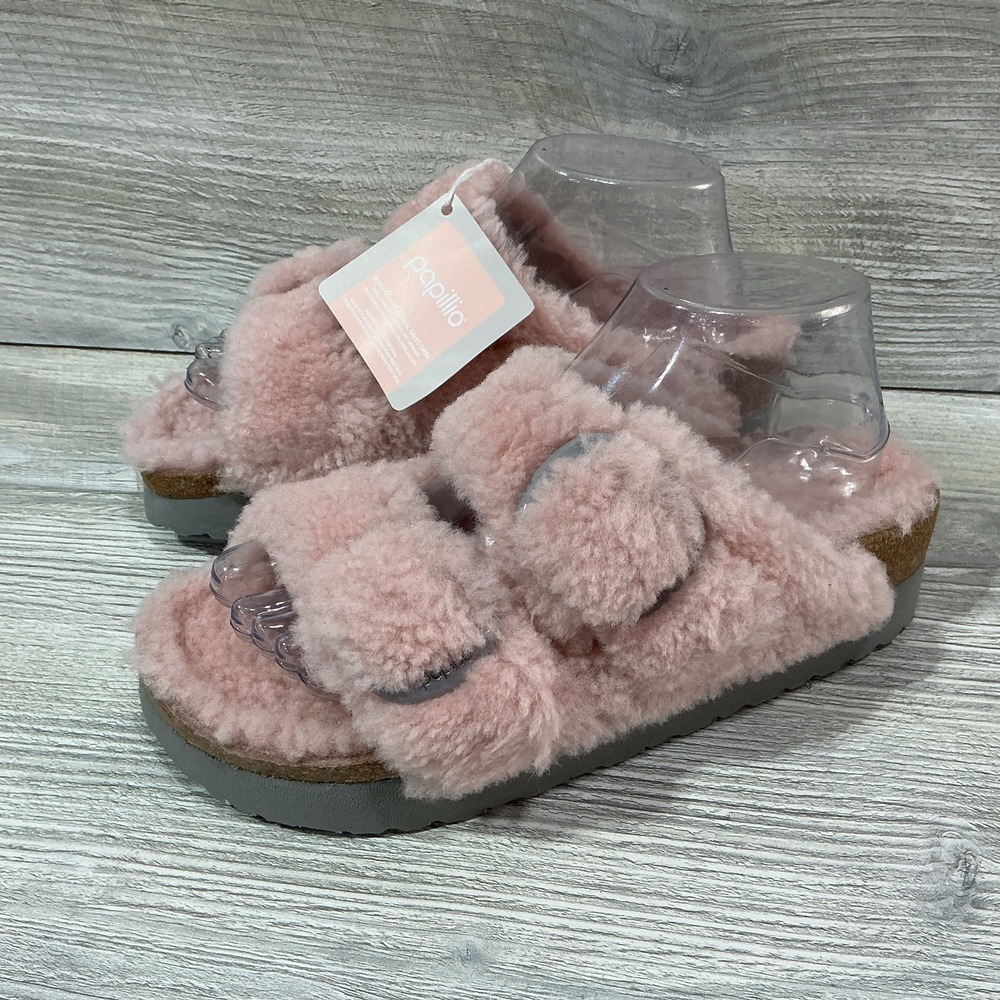 Birkenstock Papillio Arizona Big Buckle Pink Shearling Sandals Women's 39 EU 8 N - Picture 4 of 11